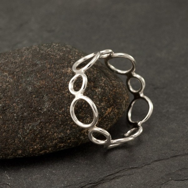 Handmade Sterling Silver Ring -Silver Circles Ring- Circle Ring Band- Modern Silver Jewelry -6, 7, 8, 9
