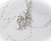 Octopus Necklace - Squid Pendant - Antiqued Silver - Steampunk - Jules Verne - Kraken