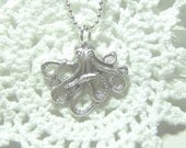 Baby Octopus Necklace - Silver - Steampunk - Jules Verne - The Kraken