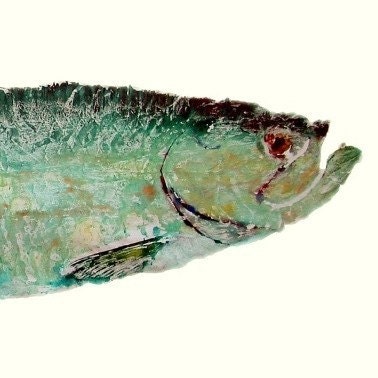 Silver King Tarpon - Actual Size - Gyotaku Fish Rubbing - CANVAS Limited Edition Print (67 x 22.5)