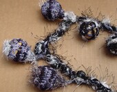 Big Ball Fuzzy Necklace, Black and White Fiber,  SALE