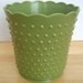 Avocado Green 60's Hobnail Melmac Floral Planter Vase by Regaline - Home Decor