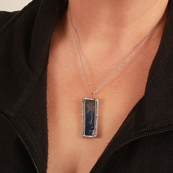 Pendant made from Recycled Milagro Tequila Bottle