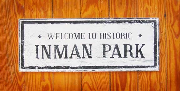 Inman Park Rustic Wooden Sign 7x14