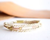 Brass & Ecru Fiber Bracelet - Nebula collection