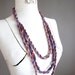3 strands braided fabric necklace - purple and rust