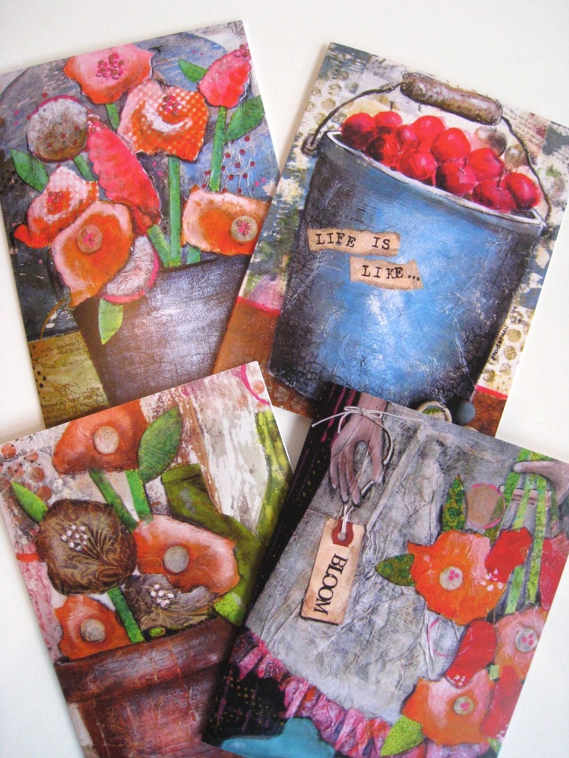 4 GARDENING cards - an assortment