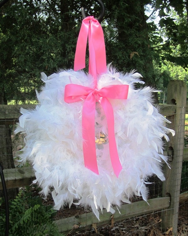 Angelic White Feather Wreath As seen in Romantic Homes Magazine Ships in 2-3 DAYS