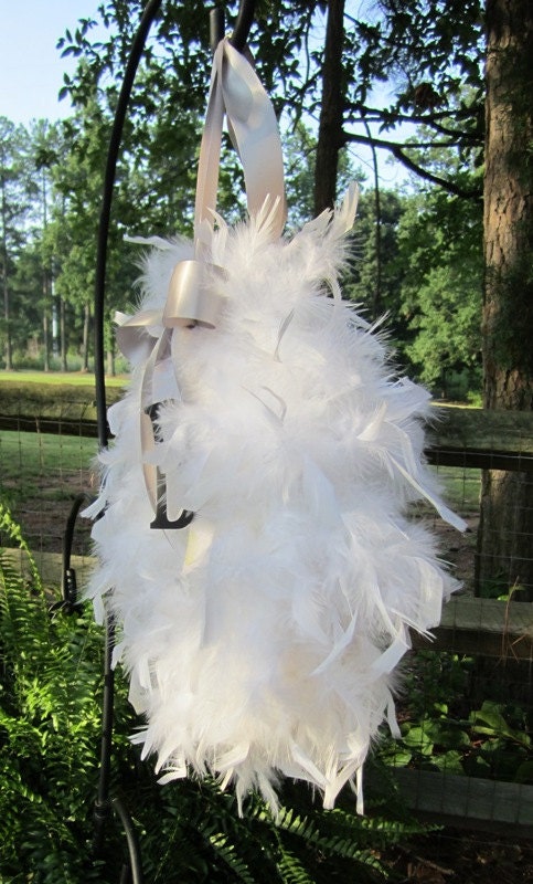 Personalized Feather Wreath Great for Bride and Groom Weddings As seen in Romantic Homes Magazine  Ships in 2-3 DAYS