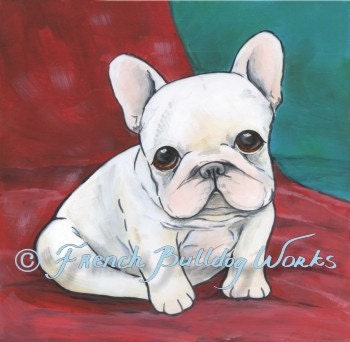 French Bulldog Puppy Christmas Art Print from Original Painting by Dasha Goux