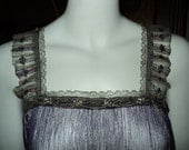 Handmade 1920s metallic crinkle silk top tunic with antique beaded trim and Edwardian metallic lace Bellasoiree Original