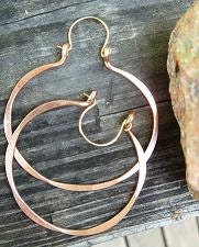 Copper Hoop Earrings Medium Size Sexy Lightweight