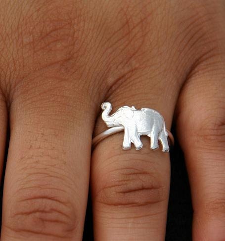 Sterling Silver Ring Elephant Jewelry Good Luck Trunk Up