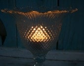 TWO Vintage Glass Candle Holders