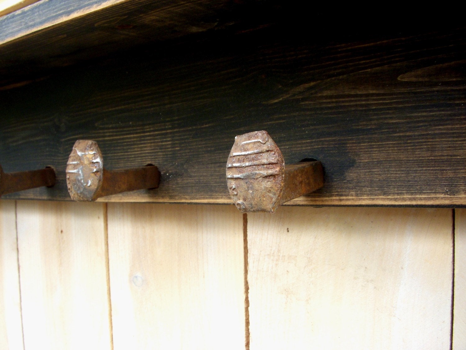 Shabby Railroad Spike Shelf - Rustic, French Cottage, Home Decor, Railroad Spikes 20 Inches long 3 spikes