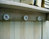 Rustic Home Decor - Wood Shelf - 32 Inches  4 Vintage Knobs and Color of Your Choice