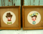 Vintage Retro Art - Portrait of Man and Woman