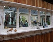 Wood Mirror - Shelf - Shabby - Cottage Chic - Large - Furniture - Wall Hanging