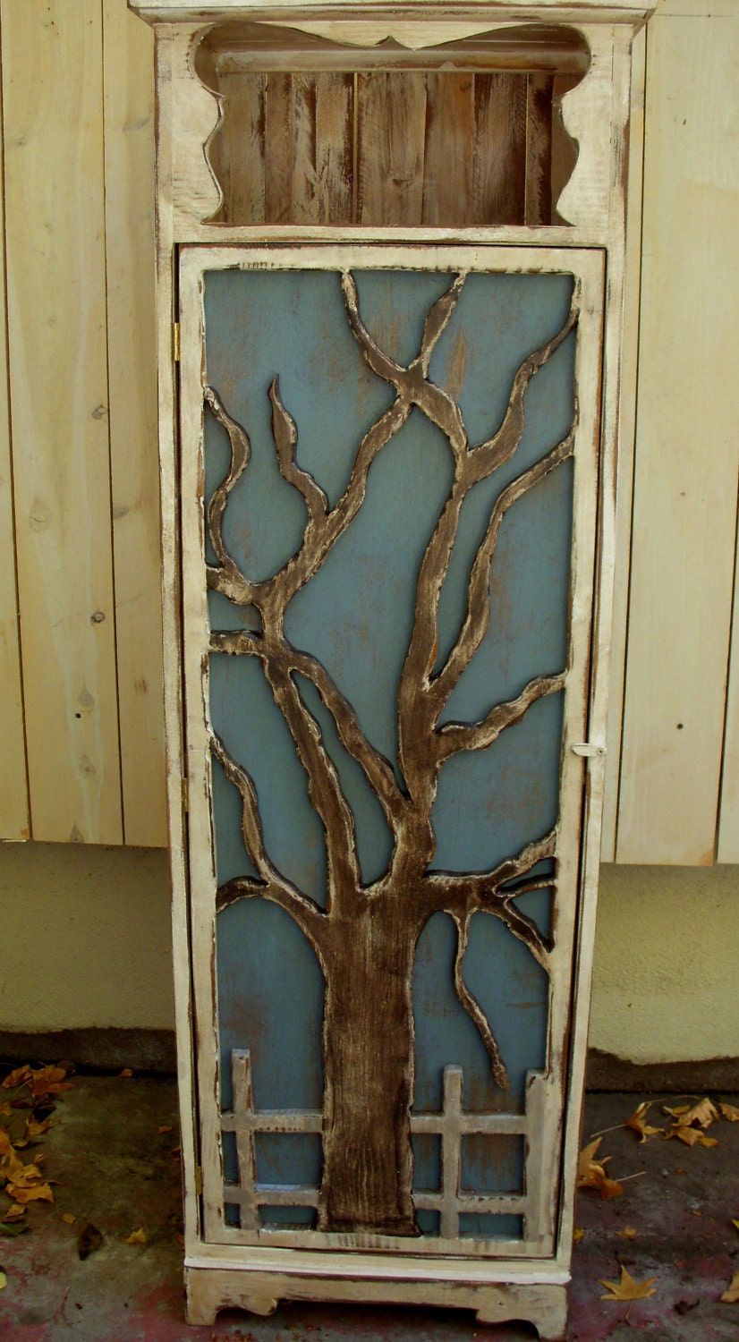Wood Cabinet - Shelf - Storage - Oak Tree - Shelves - Shabby - Cottage Chic