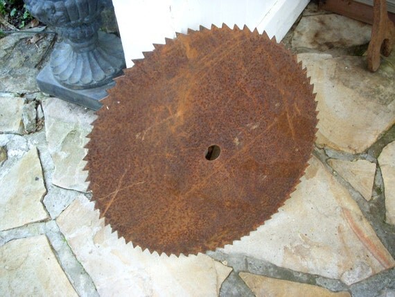Large Rusted Saw Blade Antique Farm Tool by honeystreasures