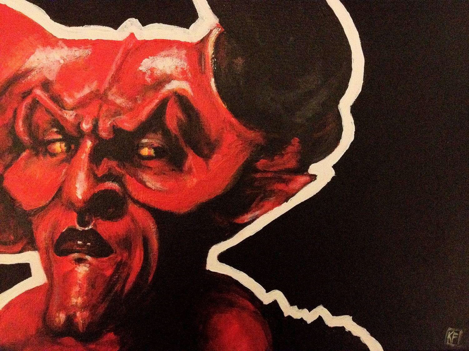 The Darkness Original Art Acrylic Painting Tim Curry Portrait Legend