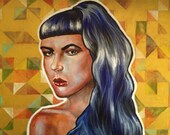 Fools Gold Womans Portrait Original Golden Artwork Acrylic Painting