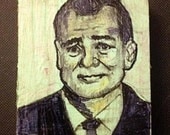 Tiny Recycled Wood Billy Murray Portrait Original Art