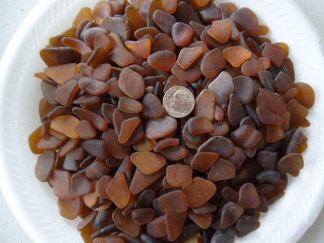 Genuine Pure Sea Glass Beach Surf Tumbled brown amber honey cafe chocolate Wedding seaglass huge lot