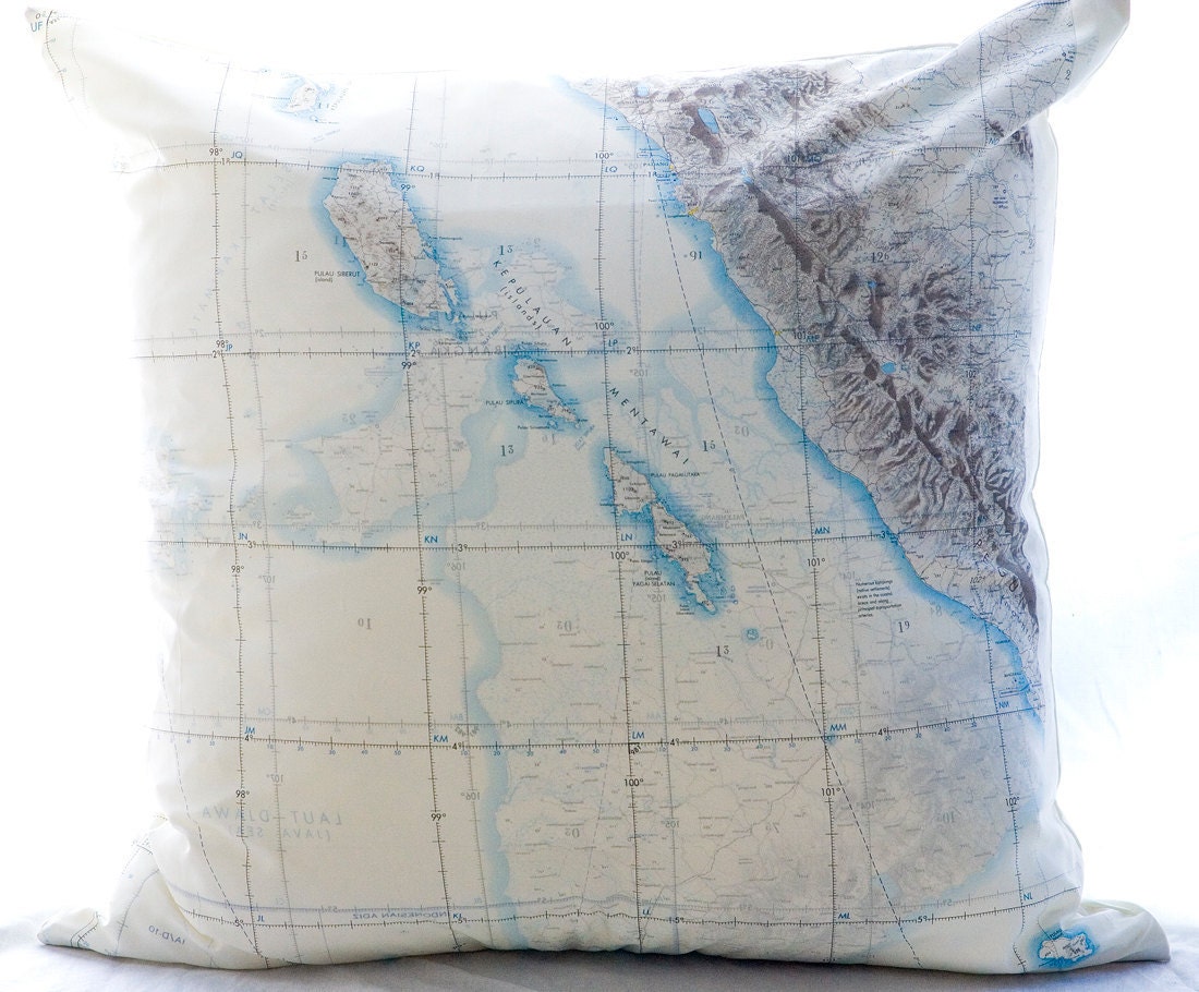 Silk Aviator Map Cushion (Mentawai Islands-Indonesia)