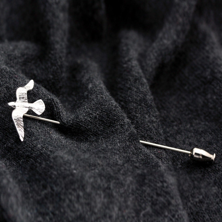 Seagull Stick Pin, Bird Sterling Silver Stick Pin, Hat Pin, Sweater Pin