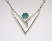 SALE - Sterling Rare Turquoise Sea Glass Necklace