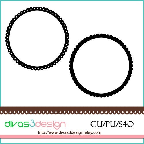 Scalloped Circle Frames Template Instant Download