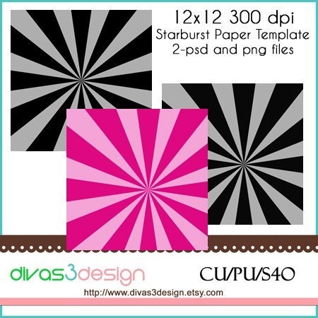 Starburst Paper Template Overlay 12x12 - Instant Download