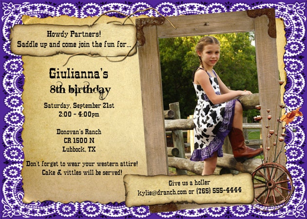 Western Wild West Rugged Cowboy or Cowgirl Photo Invitation