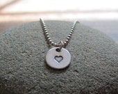 tiny heart 3/8 inch sterling silver disc charm