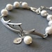 Personalized Initial Bracelet Pearl Bracelet Leaf Branch Cuff Monogram Birthday Bridesmaids Gift Maid of Honor Mother Anniversary Valentine