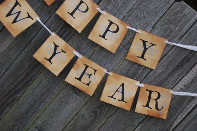 Happy New Year Banner - New Year- Vintage Inspired
