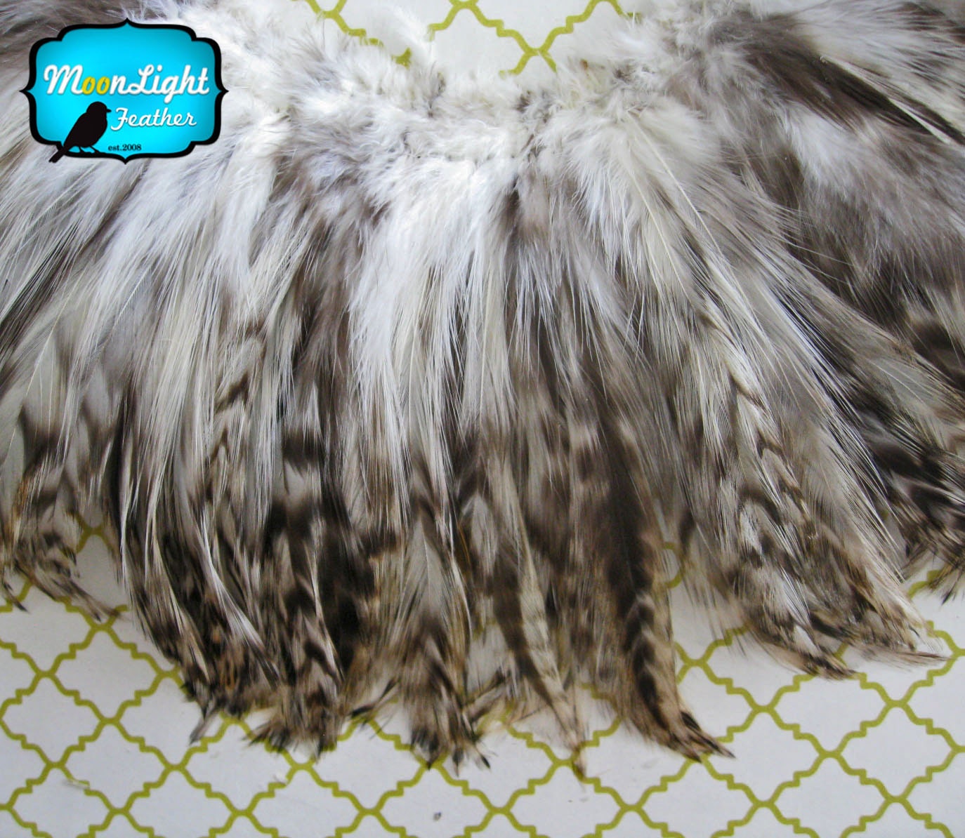 4 Inch Strip - NATURAL GREY Chinchilla Strung Rooster Hackle Feather: 659