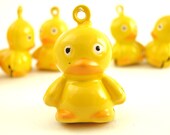 6 Yellow Ducky Bells 21mm X 18mm - Not For The Tub - Jump Rings Included - UnkamenSupplies