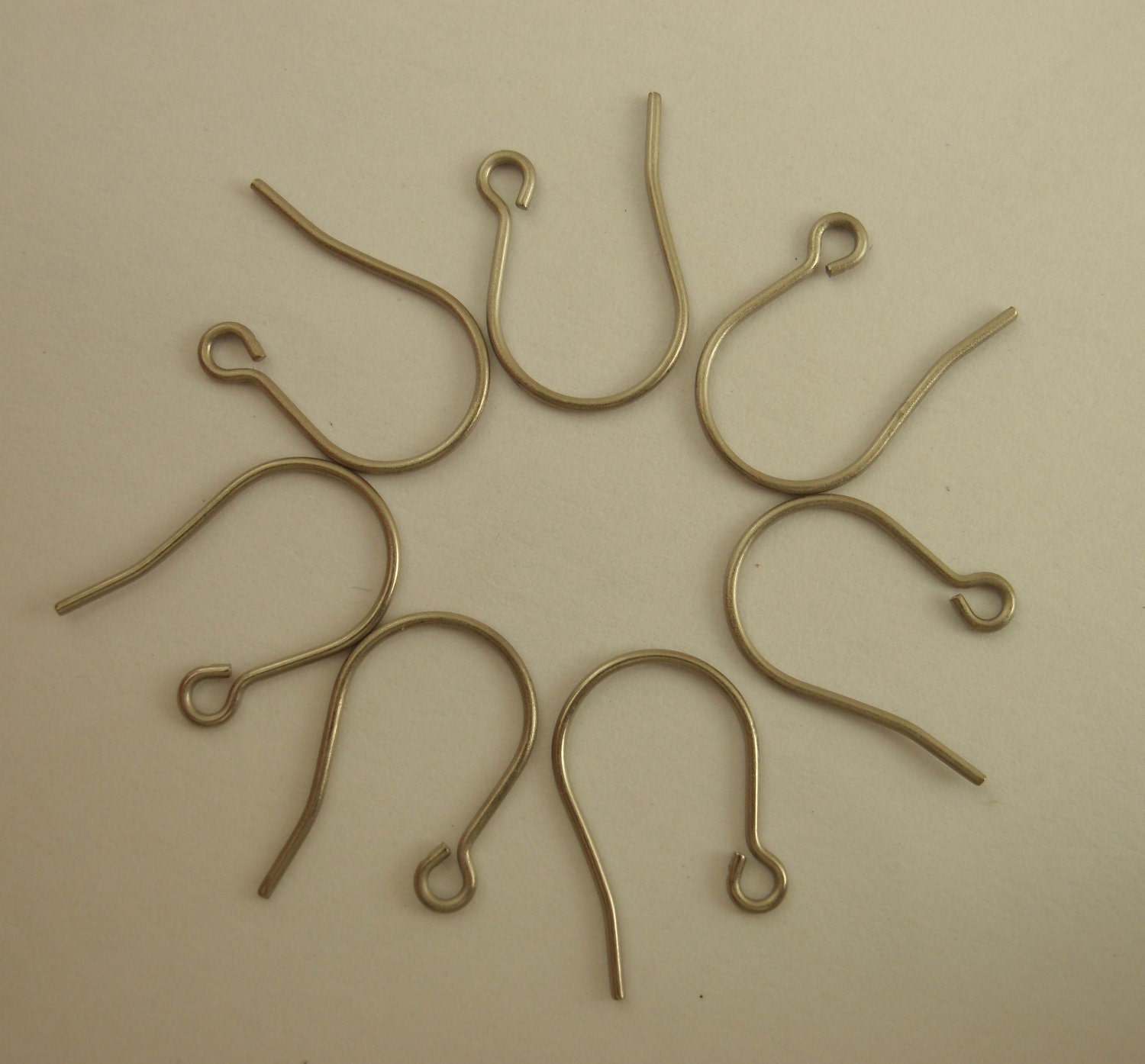 20 Pairs Hypoallergenic Titanium Ear Wires - Silver Grey Tone