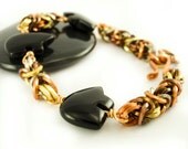 Zuni Bear Bracelet and Earring Kit - Square Mixed Metals Byzantine Chainmaille - Unique Non Tarnish On Edge Rings