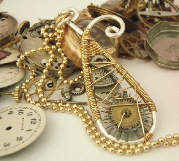 Steampunk Vintage Watch Part Necklace Kit - Intermediate Wire Wrapping  - Makes More Than One
