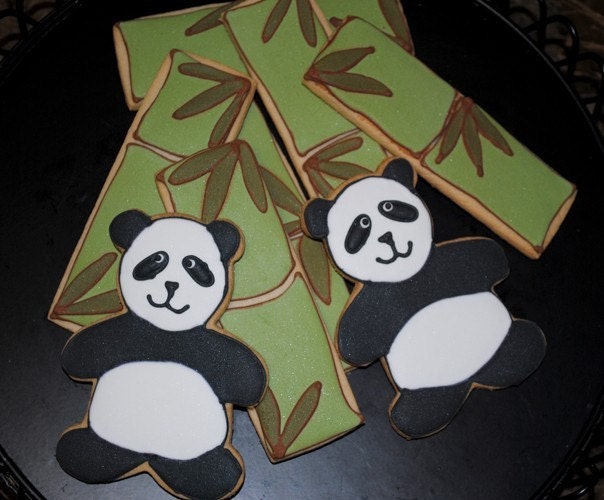 Panda Bear Hand Decorated Sugar Cookies - 1 Dozen Il_570xn