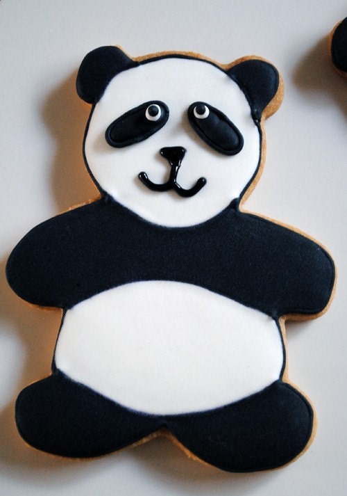 Panda Bear Hand Decorated Sugar Cookies - 1 Dozen