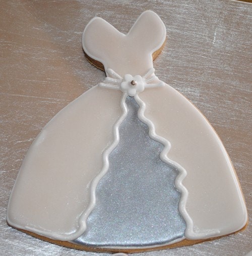 Wedding Dress Hand Decorated Iced Cookies - 1 Dozen