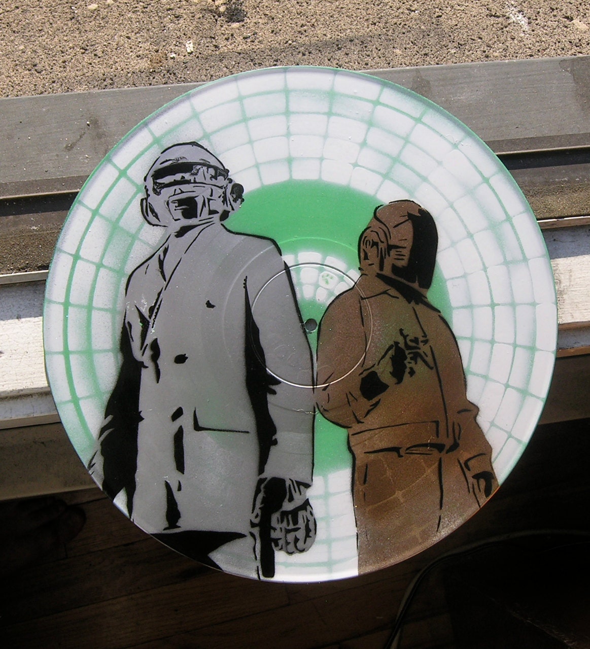 Daft Punk Spray-Painted on Record (Vinyl) BUY any 3 RECORDS get a 4th FREE