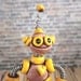 Yellow Yars Grungy Bot - Steals Candy - Mini Robot Sculpture - Clay, Paint, Wire