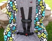 Groovy Guitars Lagoon with Charcoal Toddler Car Seat Cover
