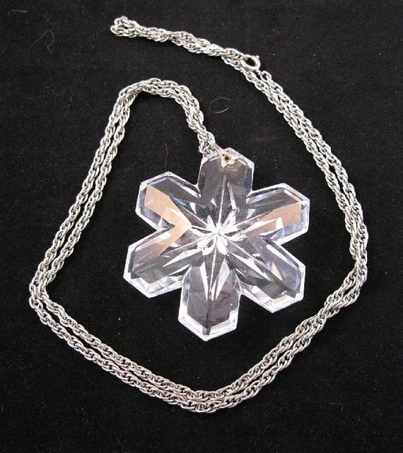 GORHAM CUT LEAD CRYSTAL SNOWFLAKE PENDANT by BrightEyesTreasures