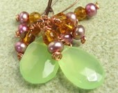 Woodbine Chalcendony and Pearl Earrings